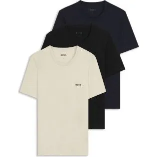 BOSS T-Shirt 3er-Pack Classic Crew Neck in Beige/Marine