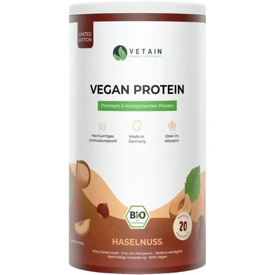 Vetain Vegan Protein Haselnuss (600g, Bio)