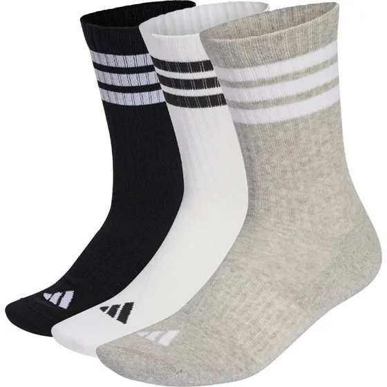 adidas 3-Stripes Cushioned Sportswear Crew Socken (3er-Pack) - Grau/Weiß