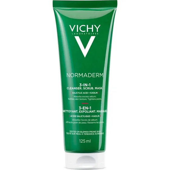 Vichy Normaderm 3-in-1 Cleanser Scrub Mask, 125 ml