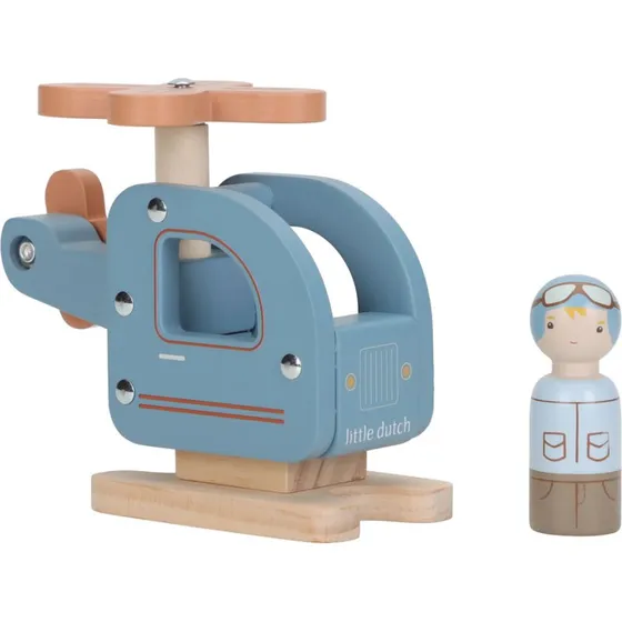 Little Dutch Holzhubschrauber Blau