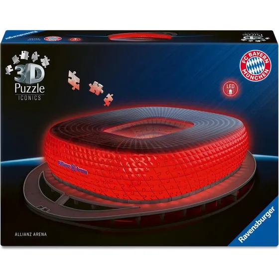 Allianz Arena bei Nacht 3D-Puzzle mit Beleuchtung