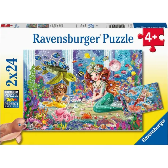 Ravensburger Kinderpuzzle Zauberhafte Meerjungfrauen - 2x24 Teile