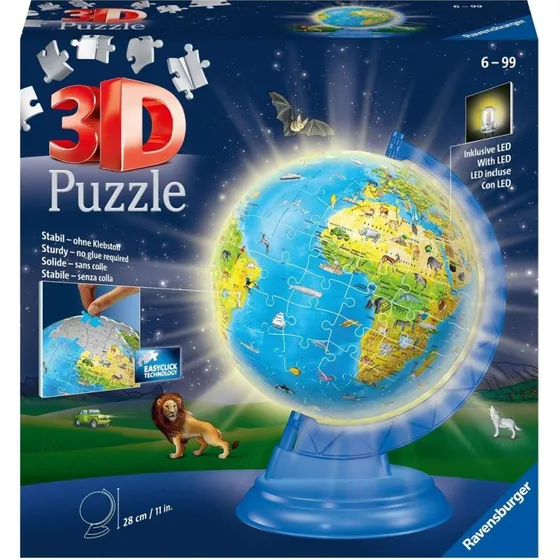 Ravensburger 3D Puzzle Globus mit Licht, Deutsch, 180 Teile