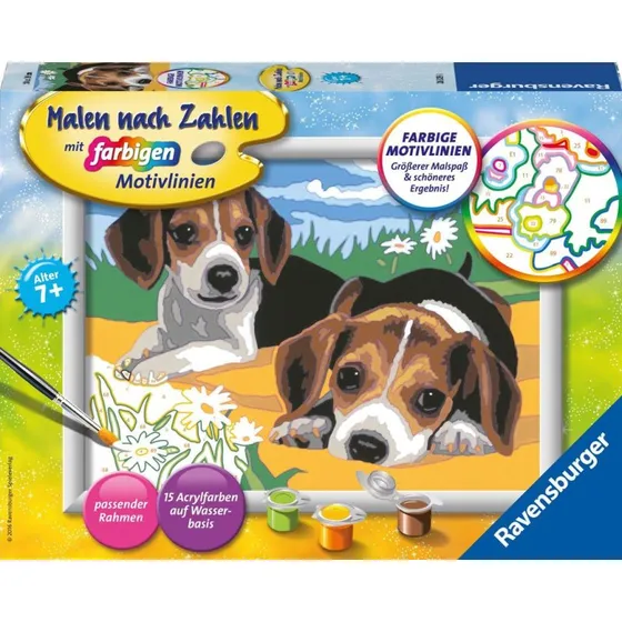 CreArt Malen nach Zahlen Jack Russell Welpen Set
