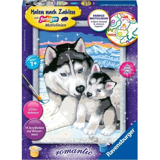 CreArt Malen nach Zahlen Set - Husky Kuss
