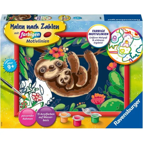 CreArt Malen nach Zahlen - Niedliche Faultiere