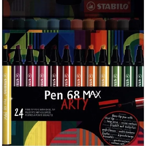 STABILO Pen 68 MAX ARTY - 24er Set Fasermaler mit Keilspitze