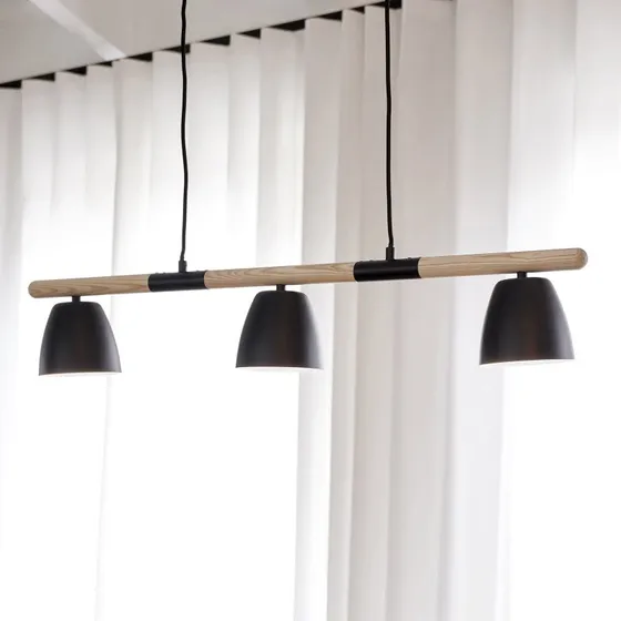 Nordlux Theo 3 Pendelleuchte Schwarz - Holz & Metall