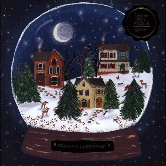 Galison Winter Snow Globe 500-Teile Puzzle mit Goldfolierung