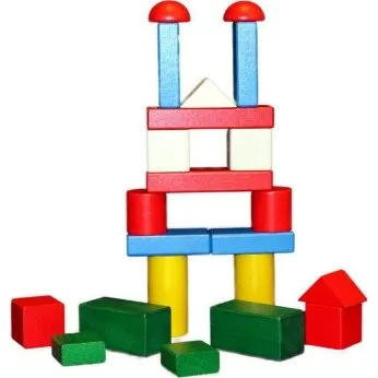 Ebert Holzbaukasten farbig mit 22 großen Blöcken