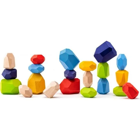 revWooden stone™ Holzsteine Balance-Spiel, 21 Stück