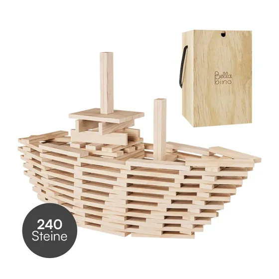 Bellabino Sabino Holzbausteine, 240 Stck, Kiefernholz natur