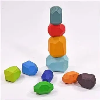 Holz-Stapelsteine, 10-teilig, bunt, aus Buche
