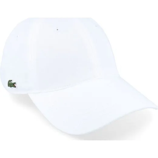 Lacoste Kappe Weiß mit Logo und Fischgräten-Detail