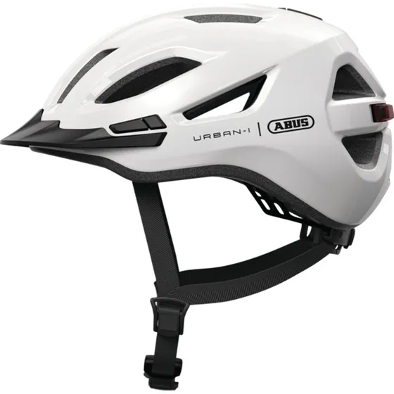 ABUS Fahrradhelm Urban-i 4.0 Shiny White mit LED-Rücklicht