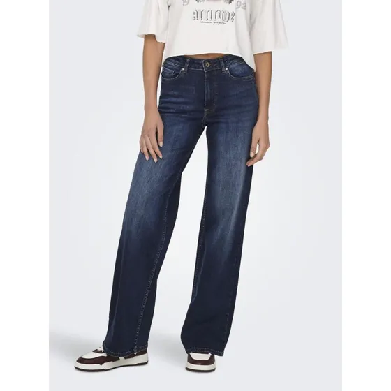 ONLY Madison Wide Leg Jeans Dunkelblau High Waist