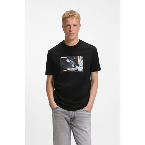 BOSS T-Shirt Te Motors in Schwarz - Regular Fit