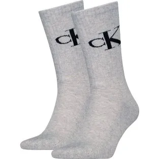 Calvin Klein 2er Pack Monogram Crew Socken Grau Herren