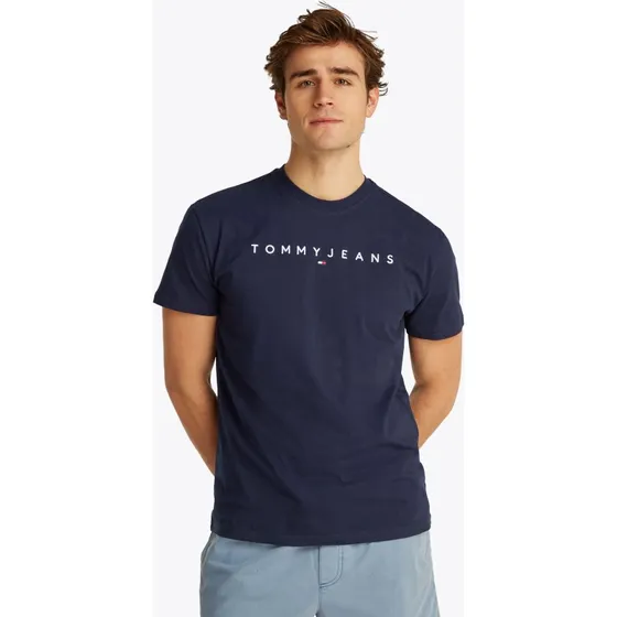 Tommy Jeans T-Shirt Linear Logo Dunkelblau Regular Fit