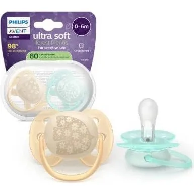 Philips Avent Ultra Soft Schnuller Forest Friends, 0-6 Monate, 2er Set