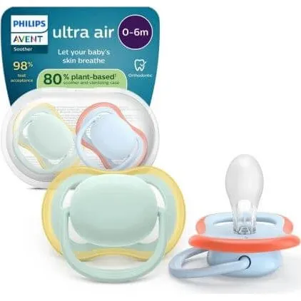 Philips Avent Ultra Air Schnuller, 0-6 Monate, 2er-Pack, Grün/Blau