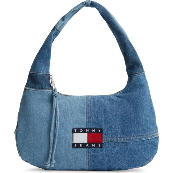 Tommy Jeans TJW Denim Patchwork Shoulder Bag in Blau