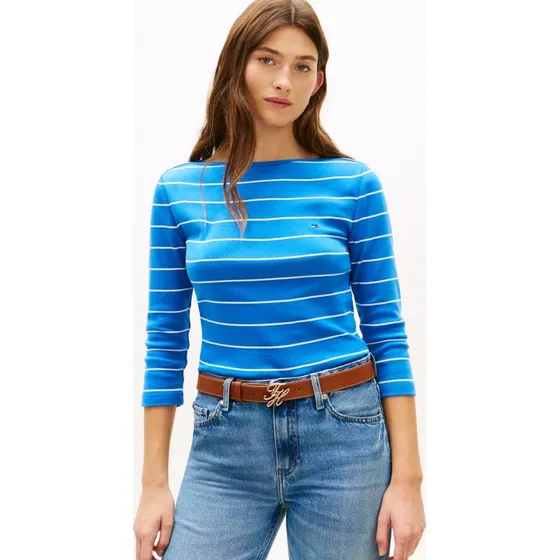 Tommy Hilfiger 3/4-Arm-Shirt New Cody Slim Boat-Neck Blau/Ecru
