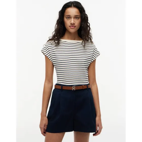 Tommy Hilfiger T-Shirt mit Goldknöpfen & Breton-Streifen
