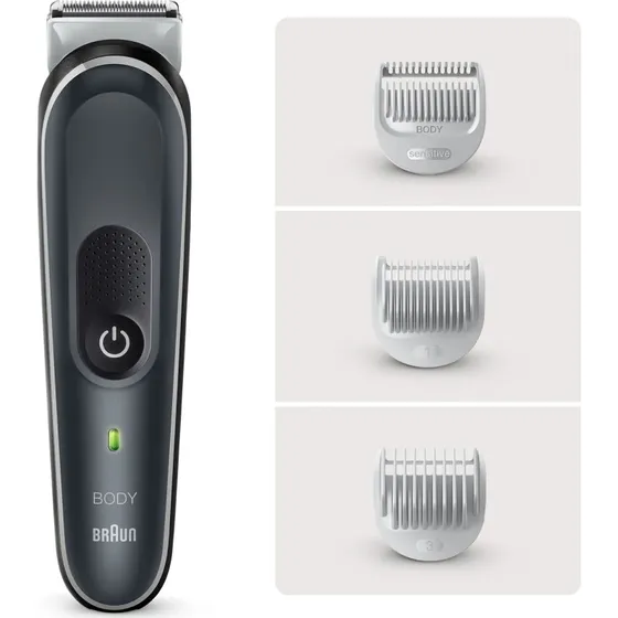 BRAUN BodyGroomer GB5340, Körperhaartrimmer, Schwarz/Silber