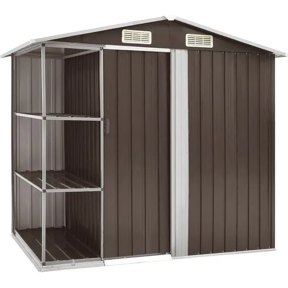 vidaXL Gartenhaus mit Regal Braun 205x130x183 cm