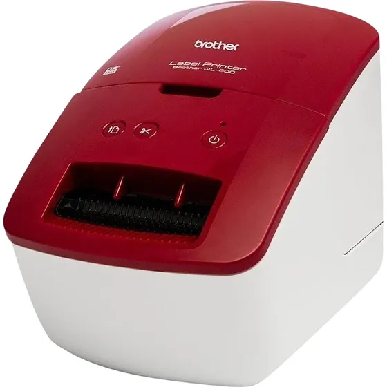 Brother QL-600R Etikettendrucker, rot, 62 mm