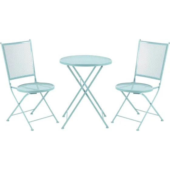 Outsunny Bistro-Set 2-Personen Metallblau faltbar