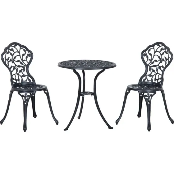Outsunny Bistroset 3-tlg. schwarz, 60x60 cm