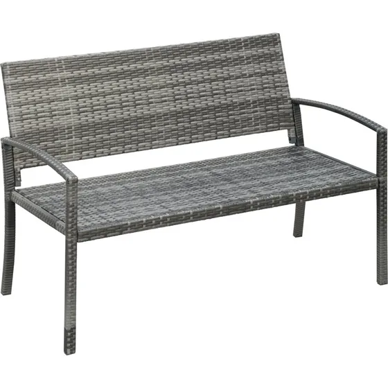 Outsunny Gartenbank Rattanoptik 2-Sitzer Grau 122x60x85cm