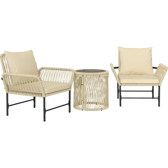 Outsunny Polyrattan-Gartenmöbelset 2-Personen