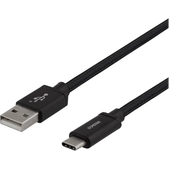 deltaco USB-A auf USB-C Kabel 2 m schwarz