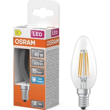 OSRAM E14 LED Kerzenlampe Star Classic 3,4W kaltweiß 6500K
