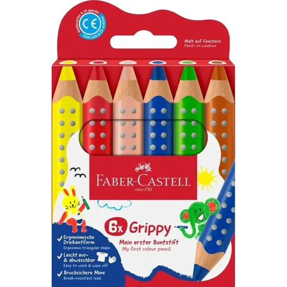 Faber-Castell Buntstifte Grippy 6er-Set, ergonomisch