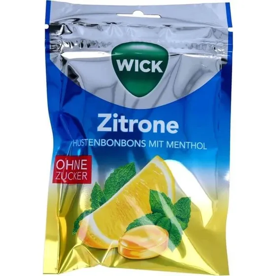 Wick Zitrone Hustenbonbons zuckerfrei mit Menthol, 72g