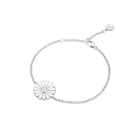 Georg Jensen Daisy Silberarmband mit Weier Emaille