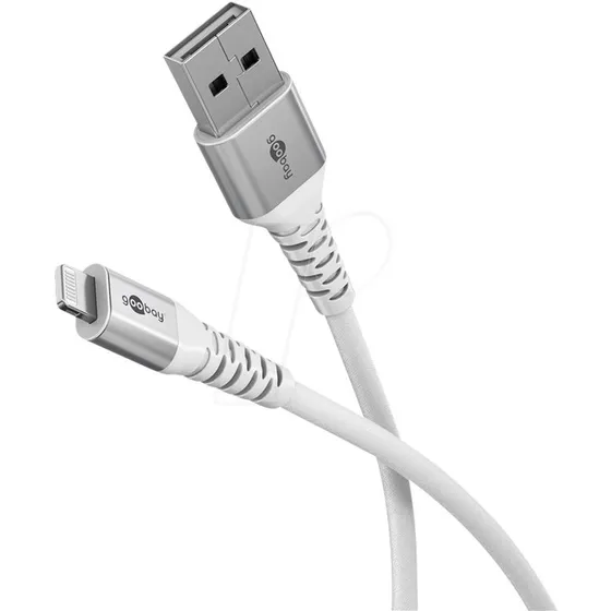 Goobay Lightning auf USB-A 1 m Textilkabel wei