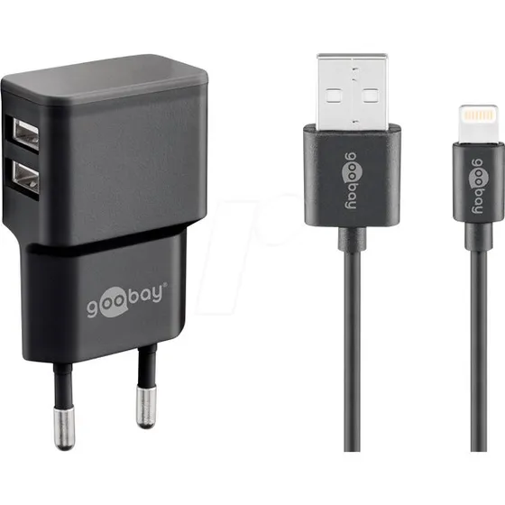 Goobay Apple Lightning Dual-Ladeset 12 W (2,4 A, Schwarz)