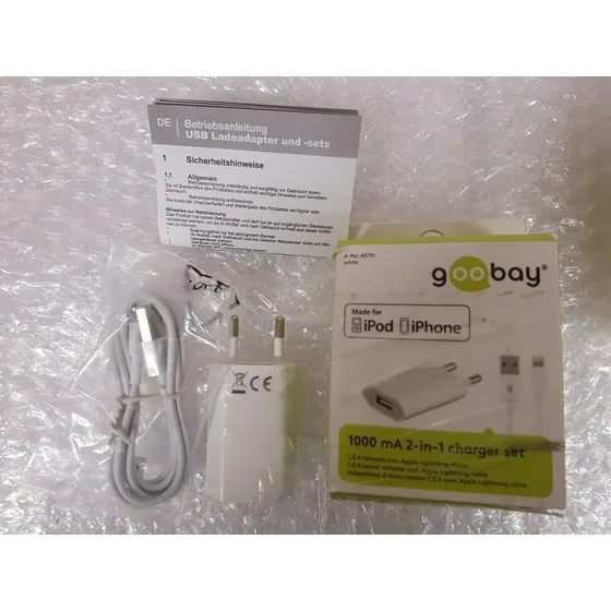Goobay 2-in-1 USB-Ladegert mit Lightning-Kabel