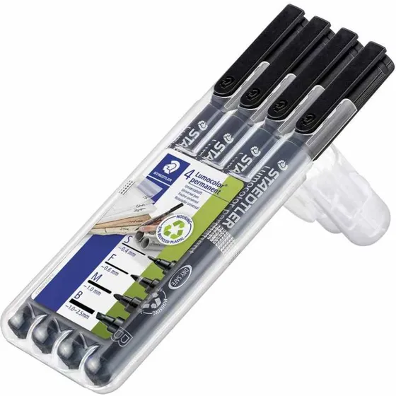 STAEDTLER Lumocolor Permanent-Marker 4er Set Schwarz