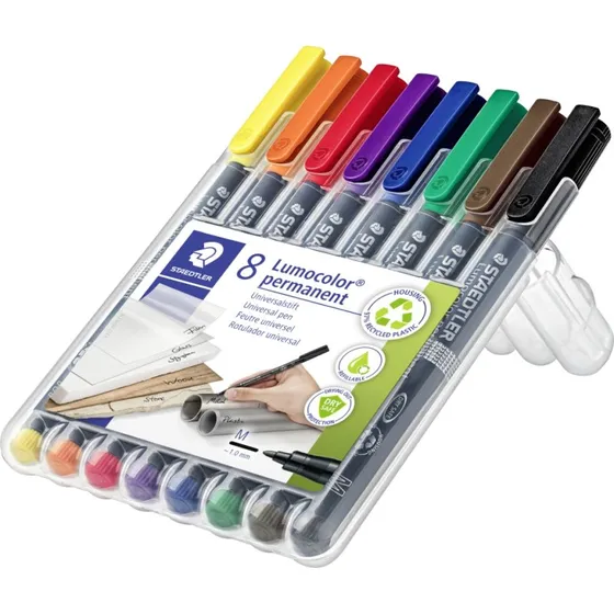 STAEDTLER Lumocolor Permanent-Marker 317M, 8er Set, 1,0 mm Rundspitze