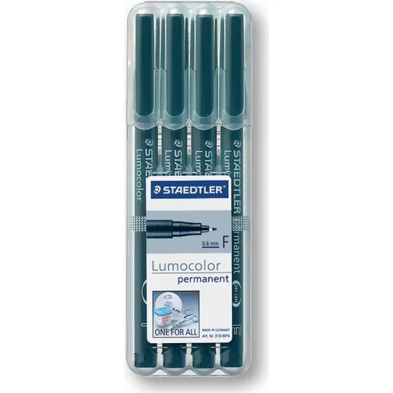 STAEDTLER Lumocolor Permanent-Marker 318F, Schwarz, 4er Set