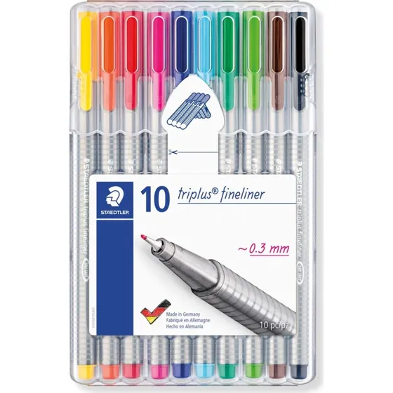 STAEDTLER Fineliner triplus 334, 10er Set, 0,3 mm, sortiert