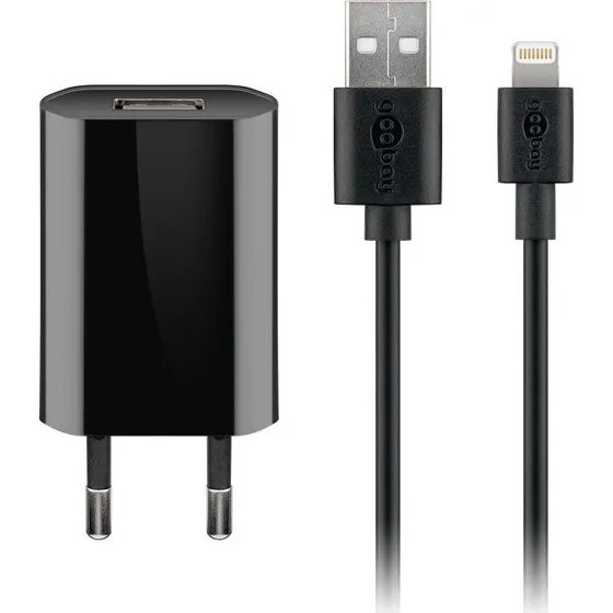 Goobay Apple Lightning Ladeset (5 W), 1 m, schwarz