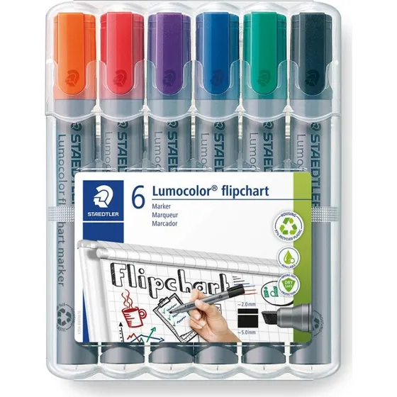STAEDTLER Lumocolor Flipchart-Marker 356B, 6er Set, Keilspitze